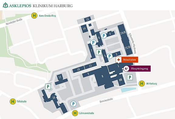 Lageplan Asklepios Klinikum Hamburg-Harburg