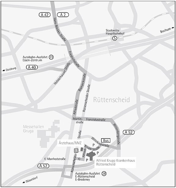 Lageplan Alfried Krupp Krankenhaus Essen